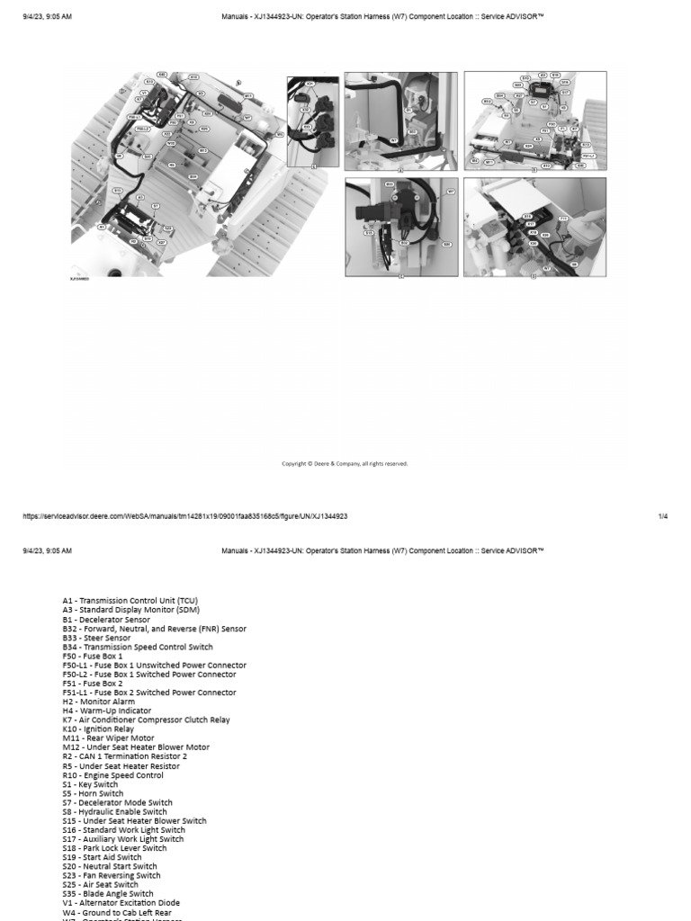 Manuals - XJ1344923-UN - Operator's Station Harness (W7) Component ...