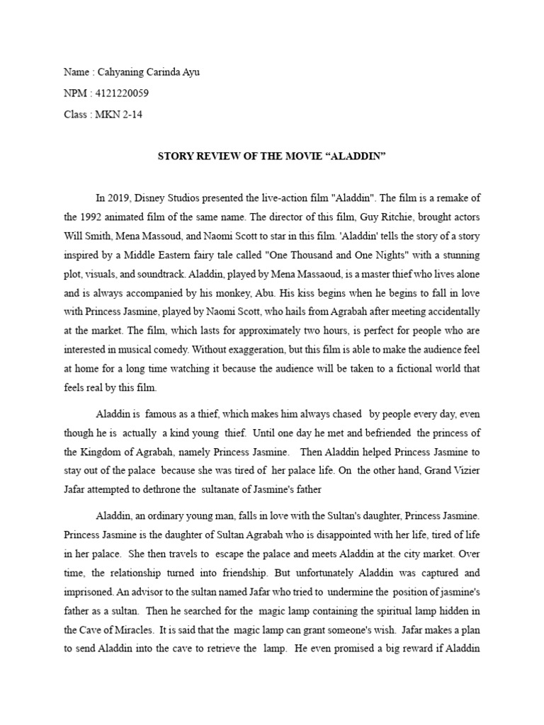 Disney S Aladdin A Modern Review Pdf