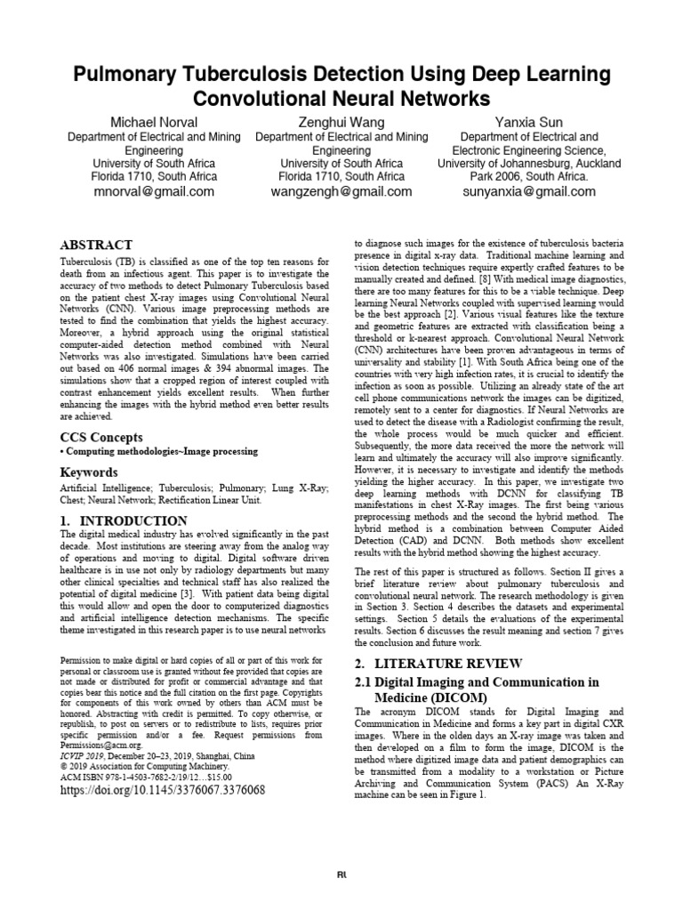 Pulmonary Tuberculosis Detection Using Deep LearningConvolutional ...