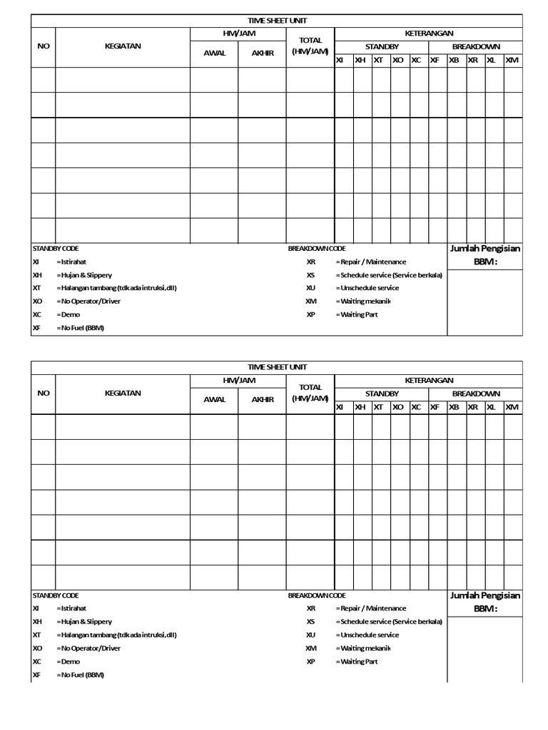 Contoh Time Sheet | PDF