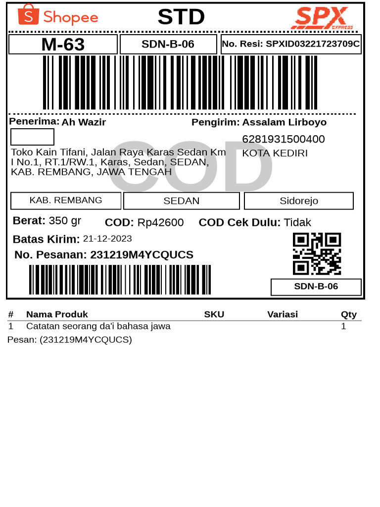 Label Pengiriman PDF