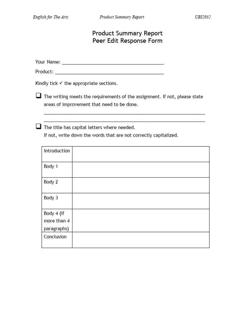 Peer edit form pdf paragraph sentence linguistics 