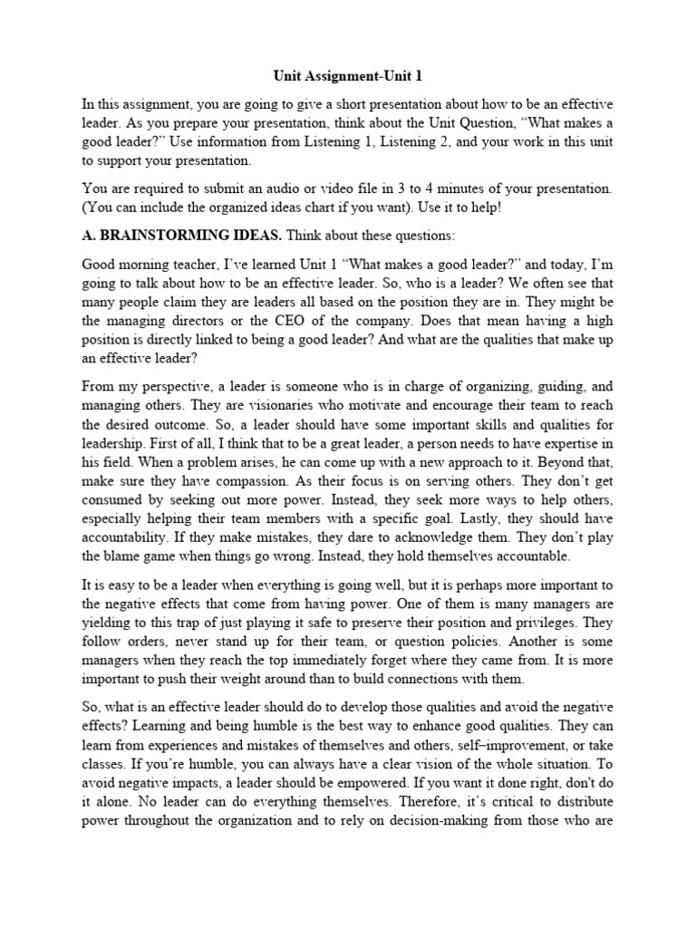  n unit assignment pdf leadership humility