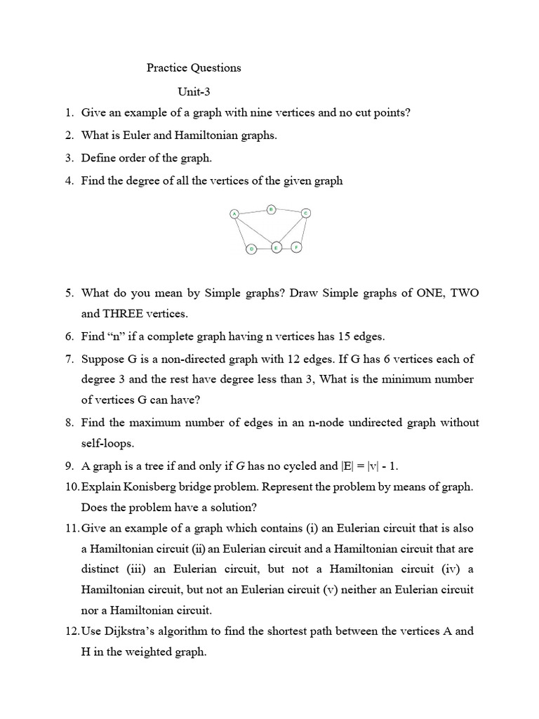 Graph Theory Practice Questions | PDF | Teaching Methods & Materials ...