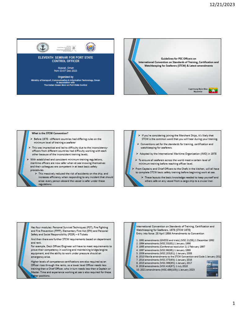 STCW Guidelines for Port State Control | PDF