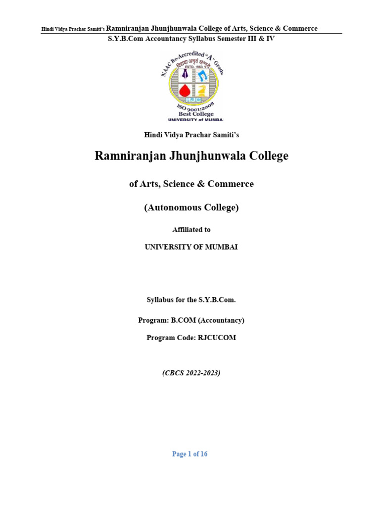 SYBCOM Accountancy 2022 2023 | PDF | Audit | Income Statement