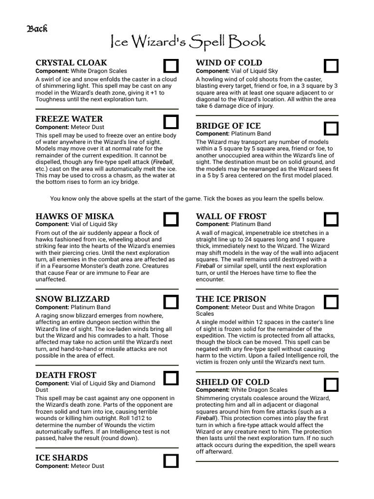 Ice Magic Spells and Effects List | PDF | Magician (Fantasy) | Role ...