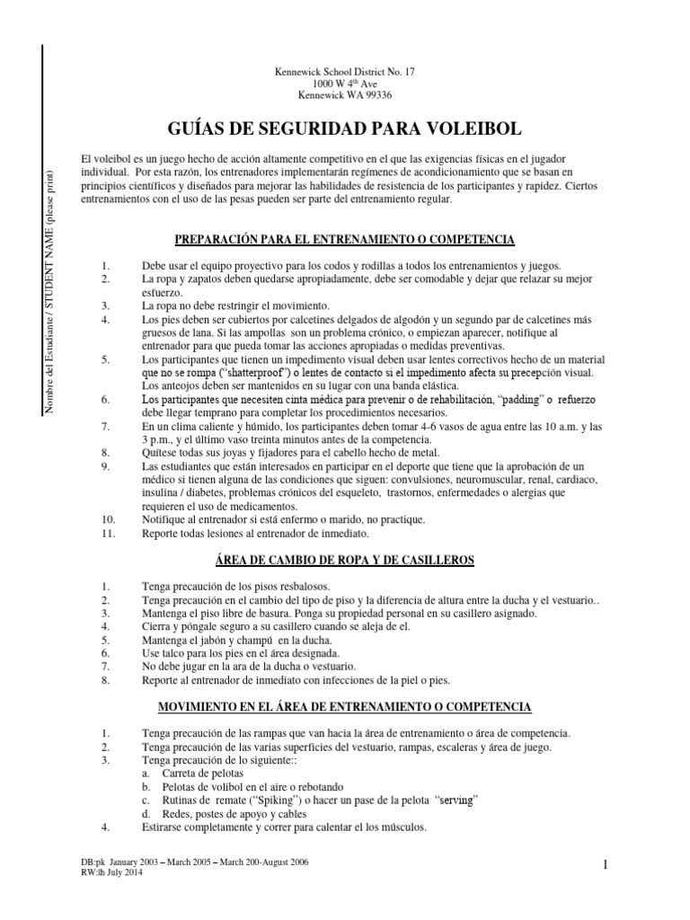 Volleyball Safety Guidelines PDF