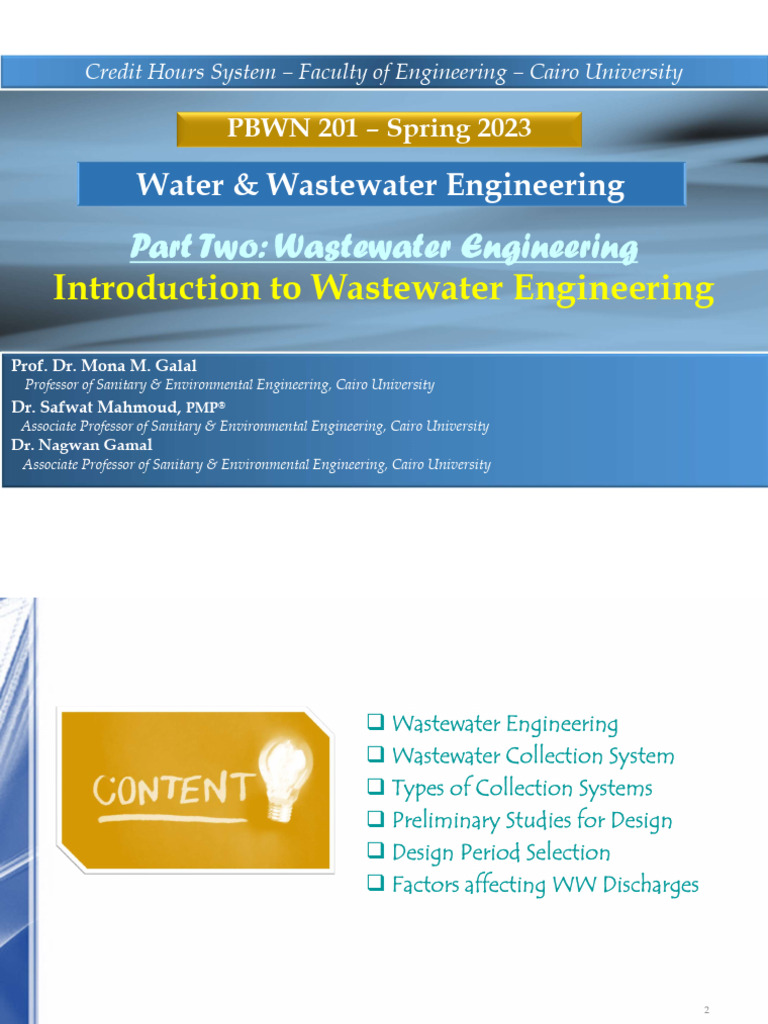 Introduction To Wastewater Engineering | PDF | Sewage | Sewage Treatment