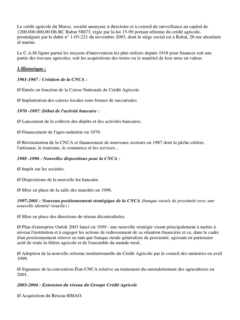 Rapport de stage credit agricole pdf