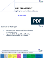 Operator's Training Program and Certification Scheme