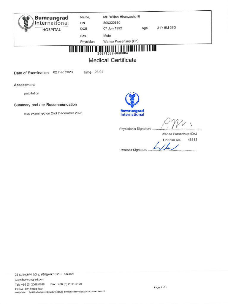 Medical Certificate and Receipt | PDF