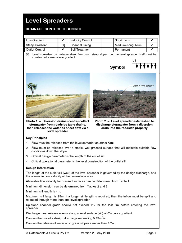 Level Spreader Design for Stormwater Management | PDF | Erosion ...