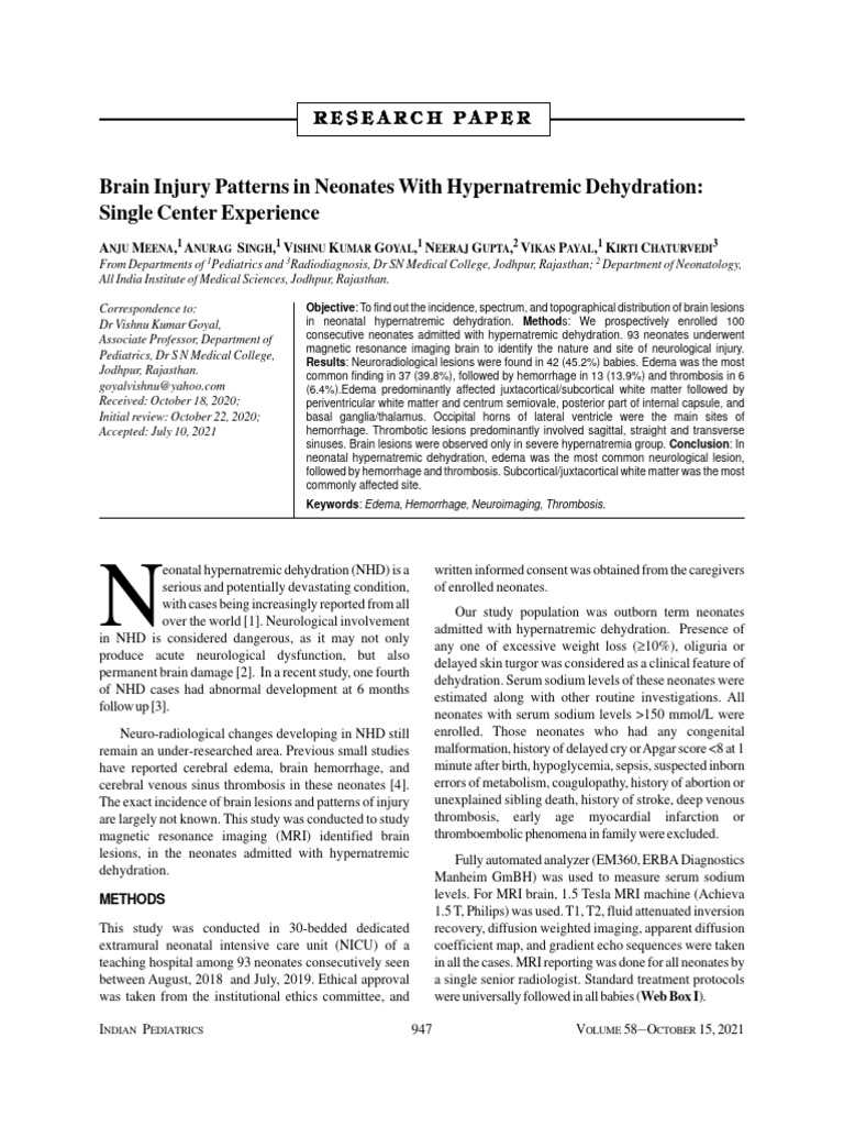 Hypernatremic Dehydration PDF Dehydration Causes Of Death