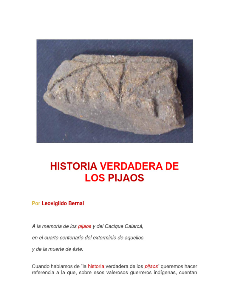 Historia de los Pijaos y su Cacique | PDF | Evolución