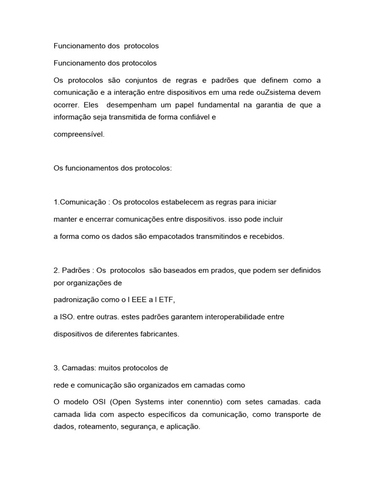 Protocolos de Comunicação em Rede | PDF | Protocolo de controle de ...
