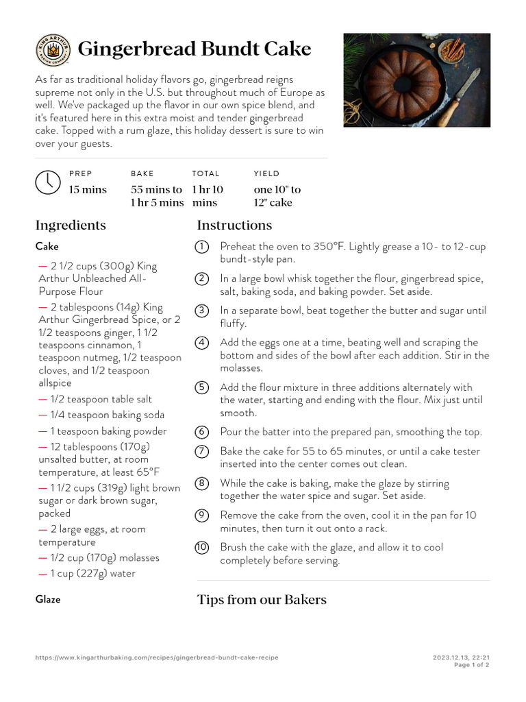 KING ARTHUR FLOUR GINGERBREAD RECIPE intelligence overview