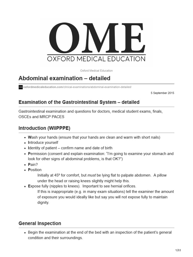 Abdominal Examination Detailed | PDF | Wellness
