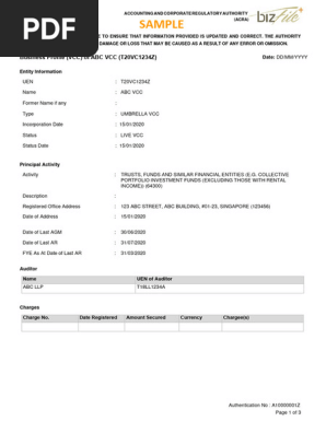Sample - Business Profile (VCC)