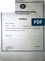 Certificate Chemistry Class - 12