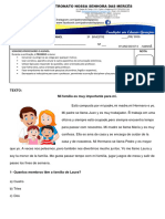 Avaliação Bimestral de Espanhol 6º Ano