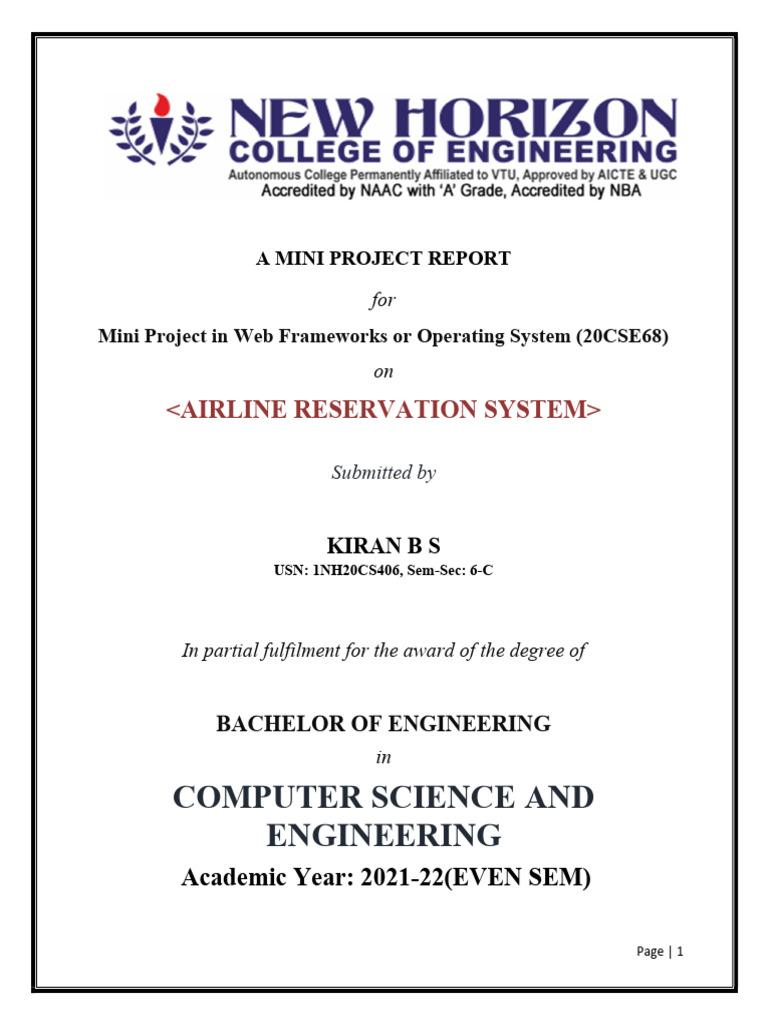 Airline Reservation System Project Report | PDF | Php | Html