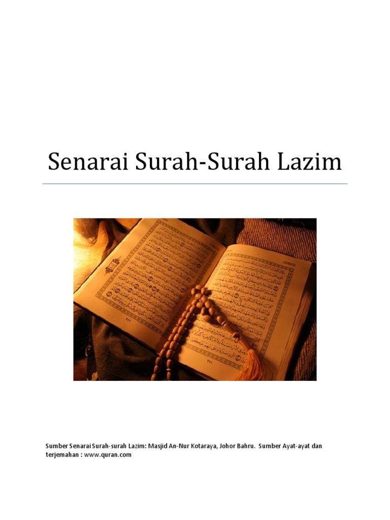Senarai Surah Lazim Pdf