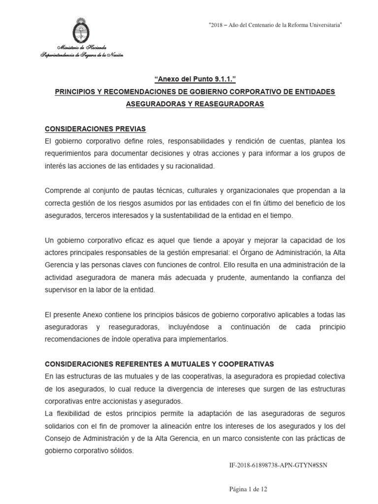 Principios de Gobierno Corporativo en Aseguradoras | PDF | Reaseguro ...
