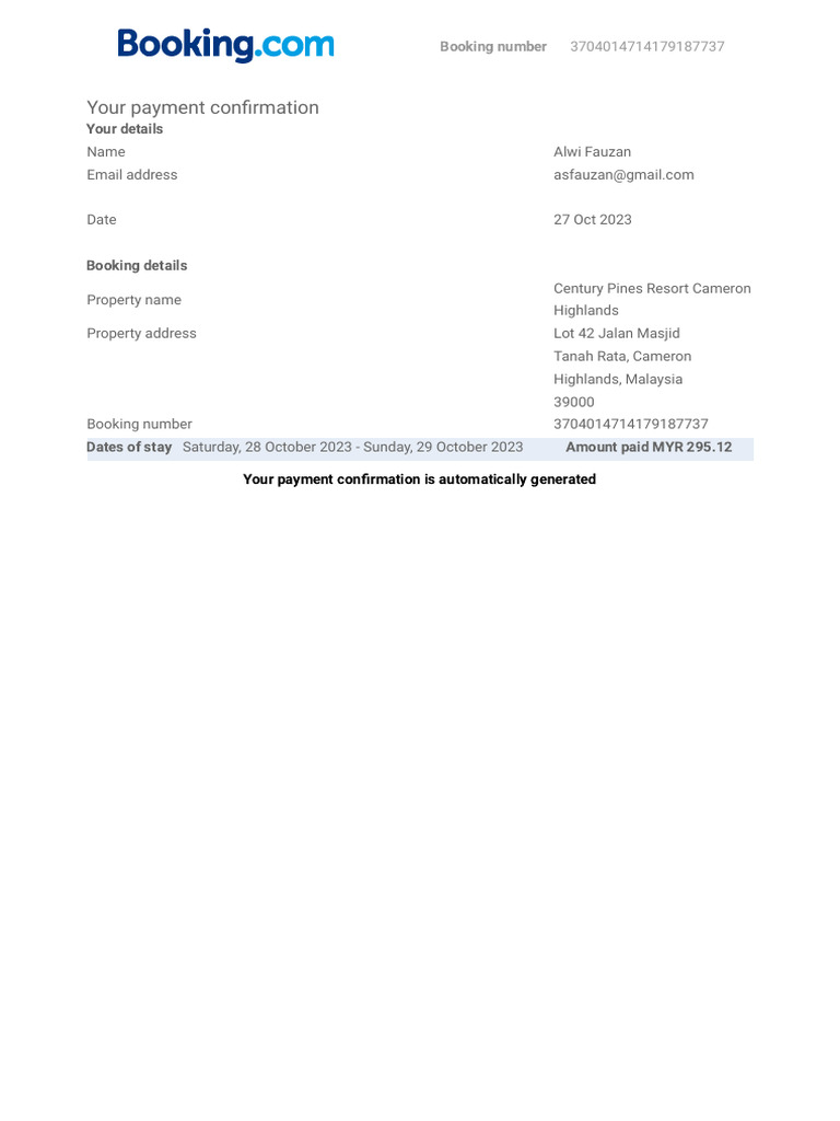 Booking Confirmation | PDF