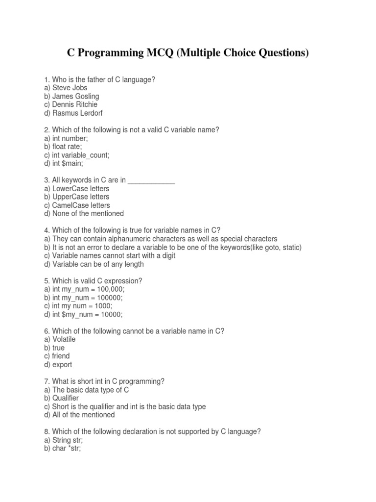 C programming mcq pdf