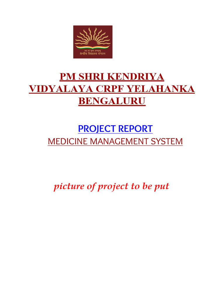 Medicine Management System Project Report | PDF | Electronic Health ...