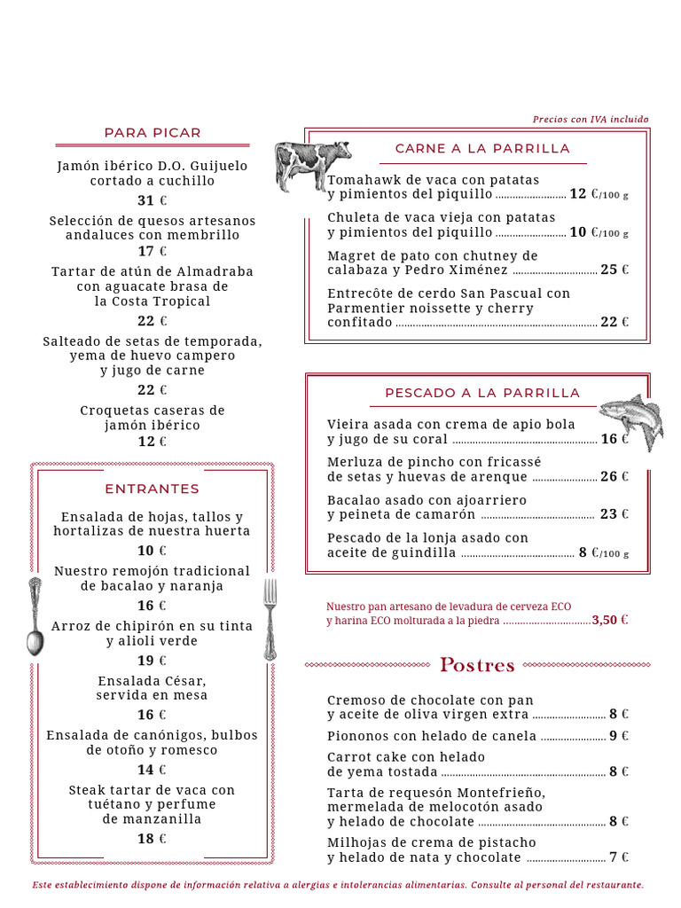 Carta Asador Contrapunto Granada | Descargar gratis PDF | Cocina ...