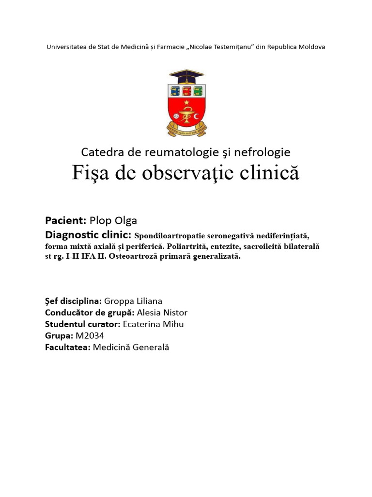 Fisa Reumatologie | PDF