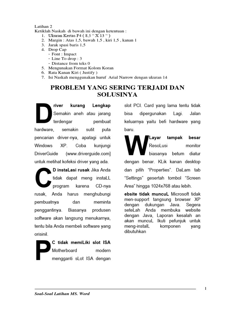 Soal Latihan Word Pdf
