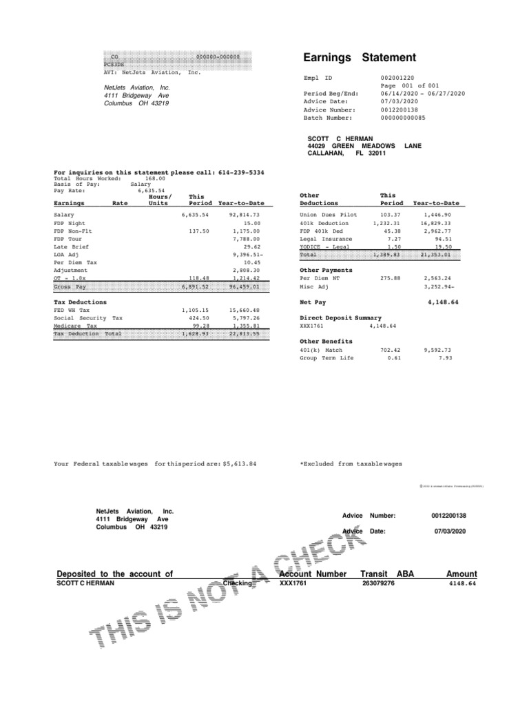 earnings-statement-netjets-aviation-inc-4111-bridgeway-ave-columbus
