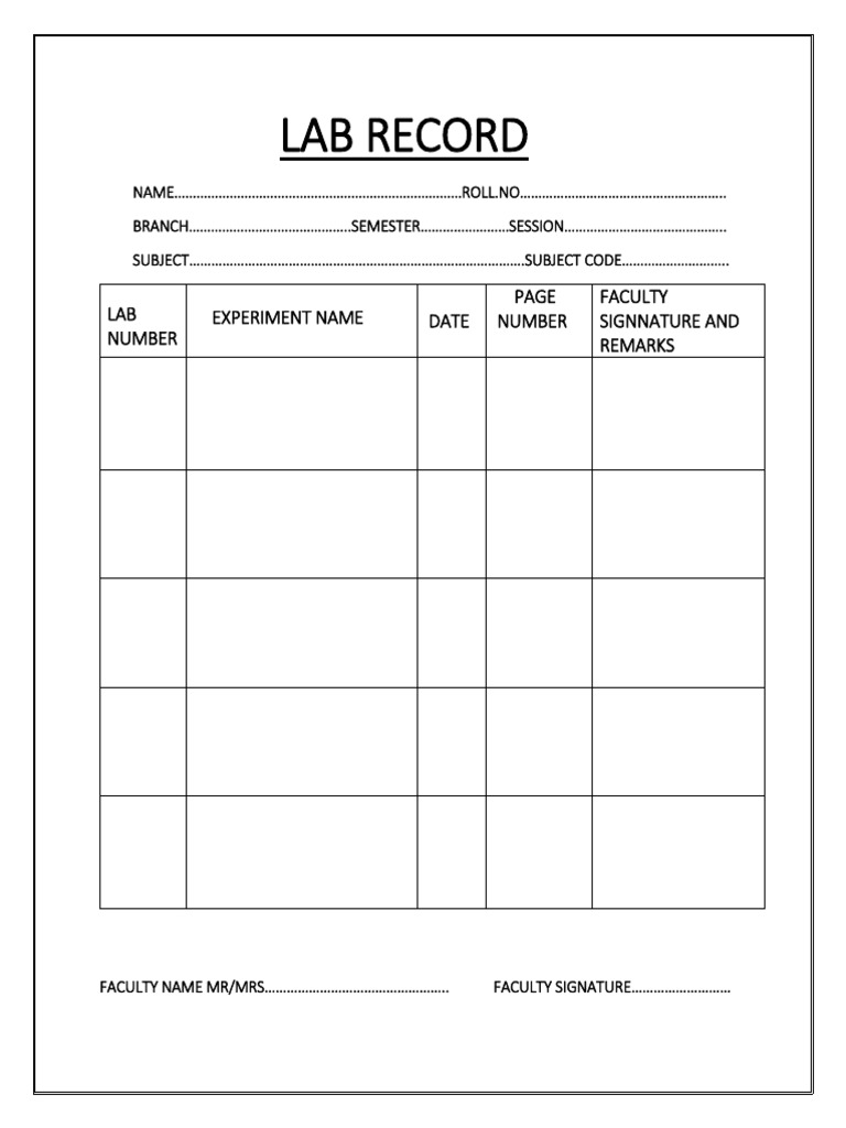 Lab Record Index | PDF