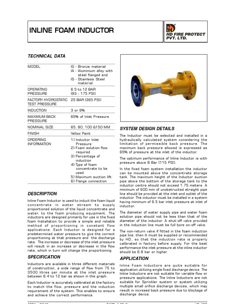 Foam Inductor PDF Pipe (Fluid Conveyance) Valve