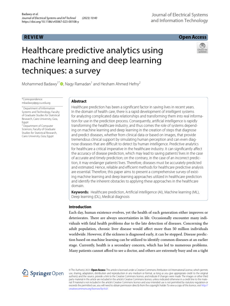 Healthcare Predictive Analytics Using Machine Learning and Deep ...