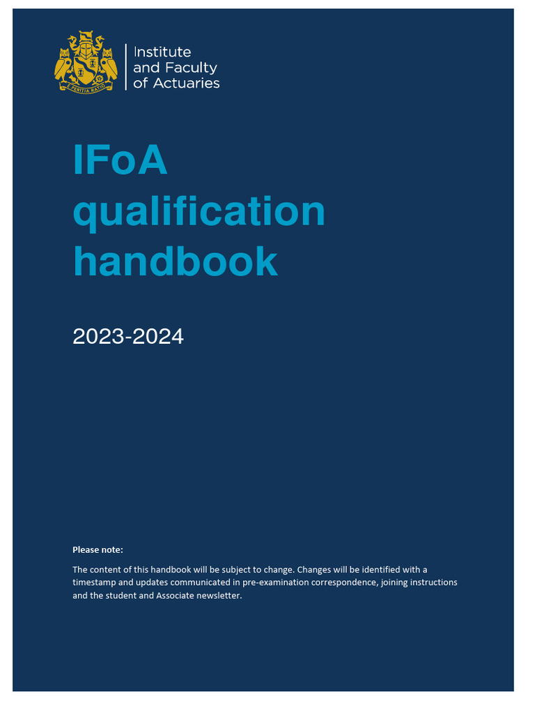 IFOAqualificationhandbook20232024 PDF Actuary Actuarial Science