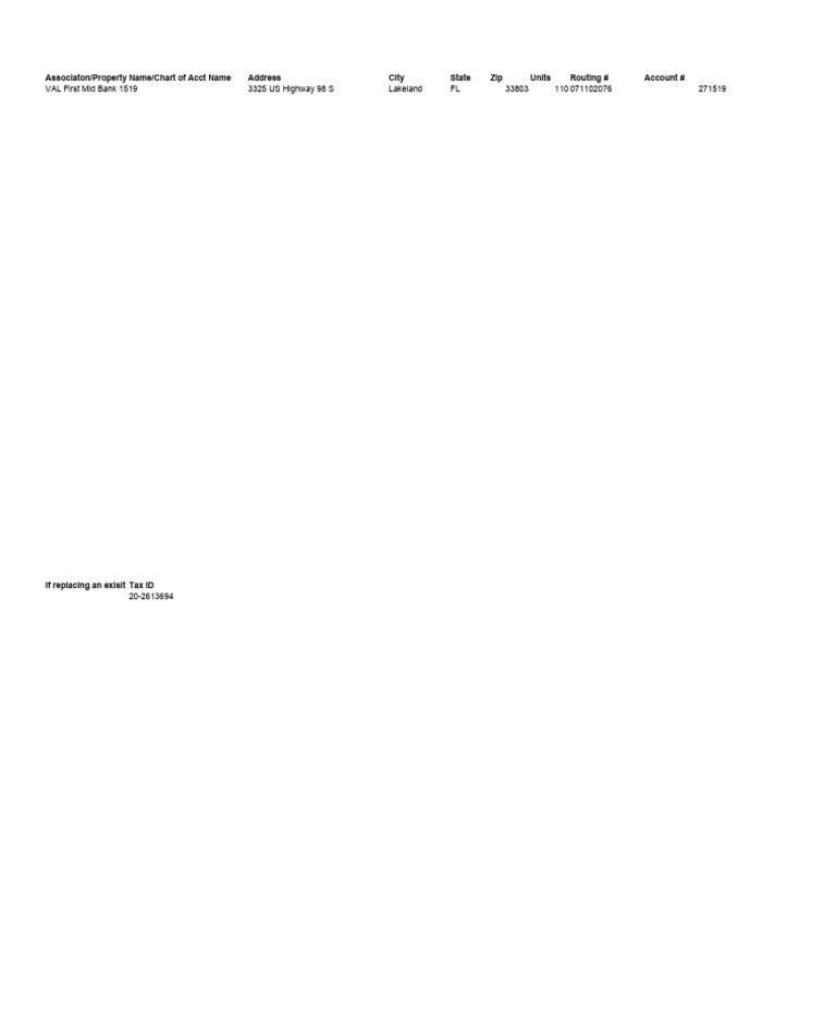 Bank Account Details for VAL First Mid Bank | PDF