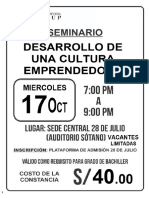 17 Oct Seminario Emprendimiento Valido para Grado Bachiller