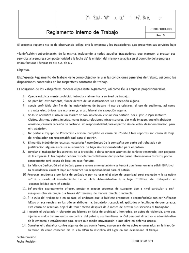Reglamento Interno de Trabajo 2023 | PDF