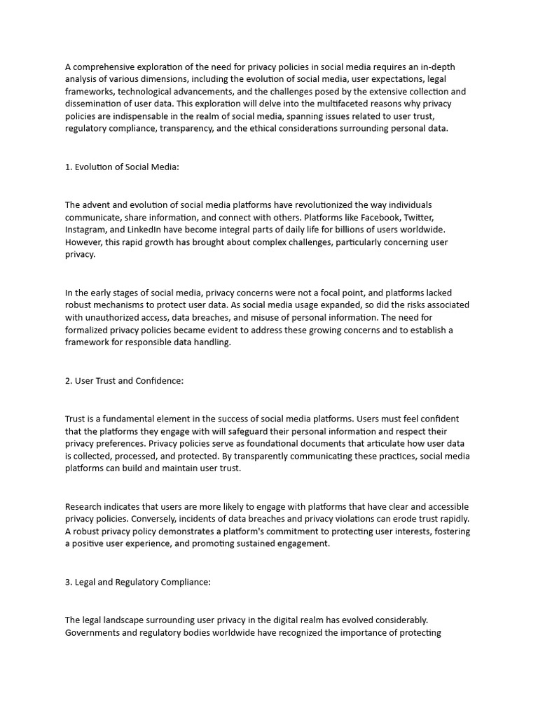 A Comprehensive Exploration of The Need For Privacy Policies in Social ...
