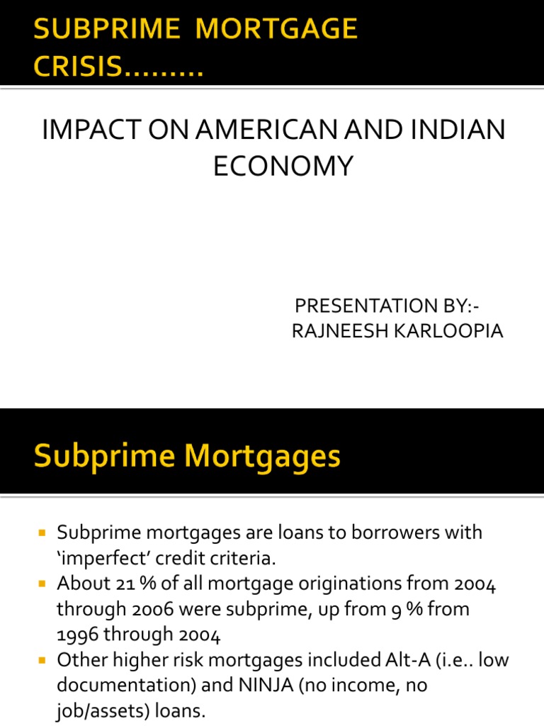 Economic Impact of Subprime Mortgages | PDF | Financial Crisis Of 2007 ...