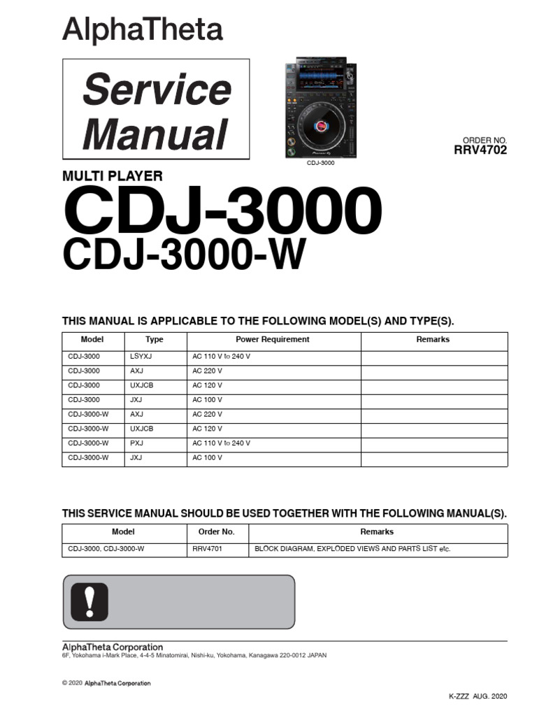 Pioneer Cdj-3000 Ref Manual | PDF | Wire | Electrical Wiring
