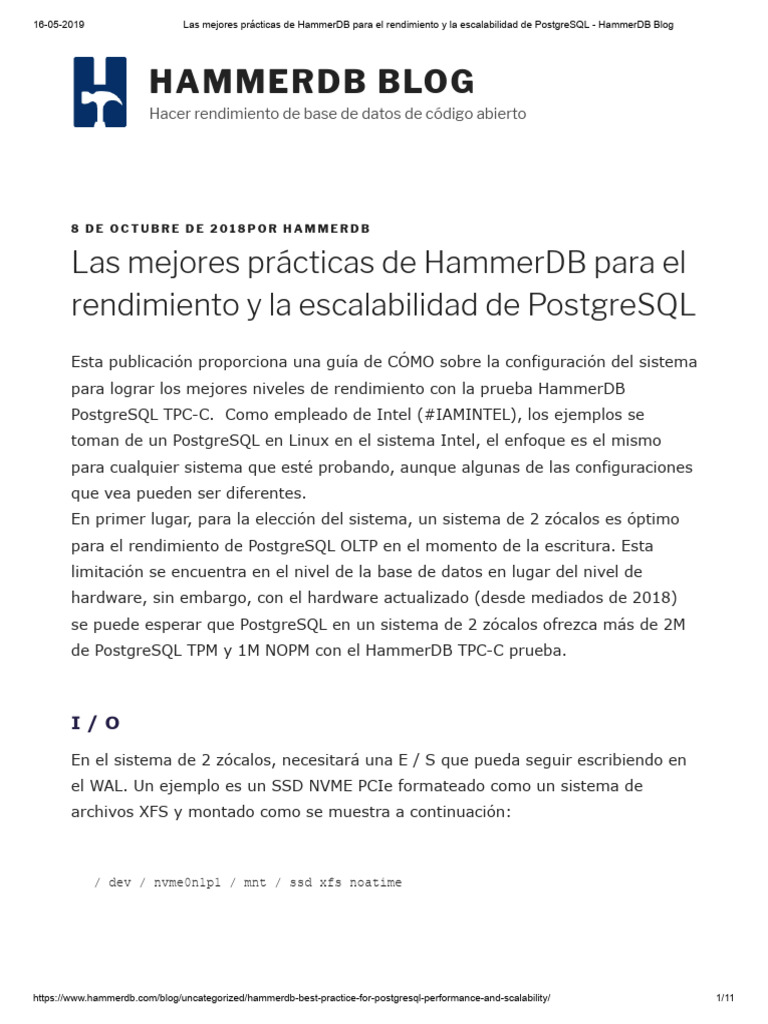Mejores prácticas de HammerDB para PostgreSQL | PDF