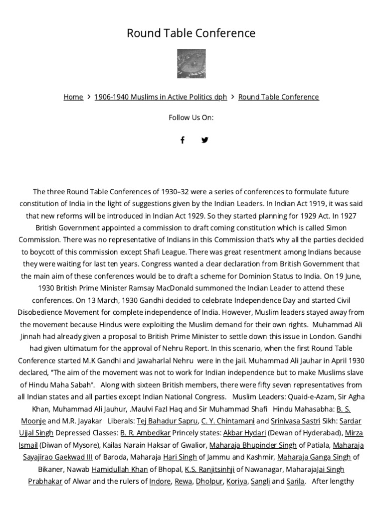 Round table conference 1930 32 history pak pdf muhammad ali