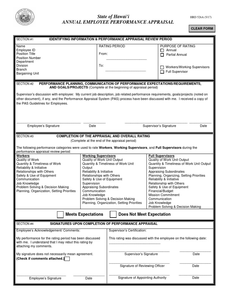 Hawai'i Employee Performance Appraisal Form | PDF | Performance ...