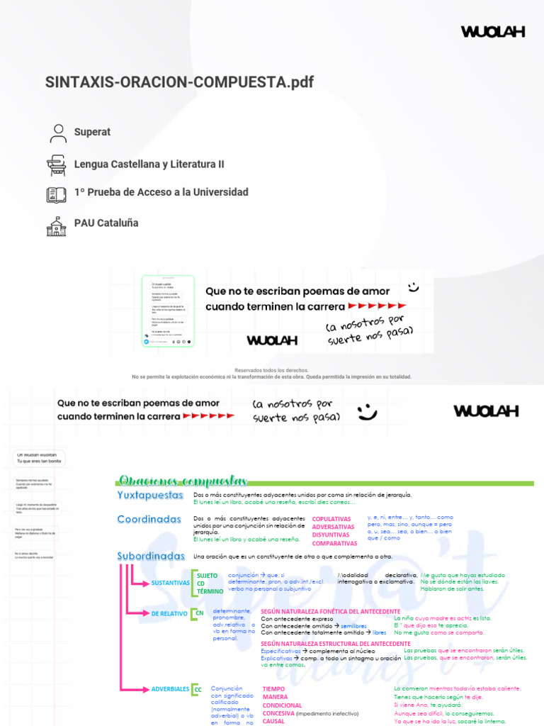 Wuolah Free SINTAXIS ORACION COMPUESTA | PDF
