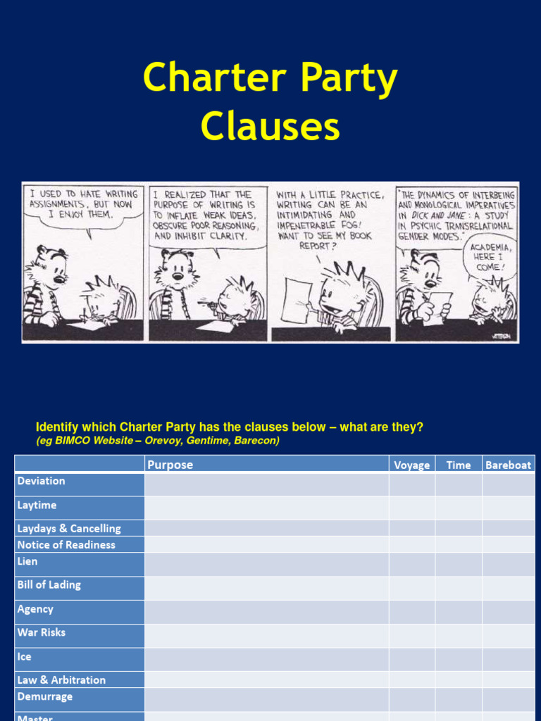Charter Party Clauses Overview | PDF | Freight Transport | Common Law